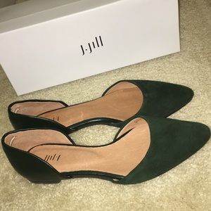 Hunter Green Velvet & Leather Flats!
